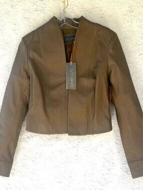 Luxurious Taupe Leather Cropped Jacket – new with tags